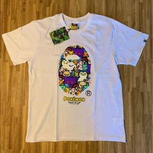 Bape Pokémon ape face baby milo white tee
